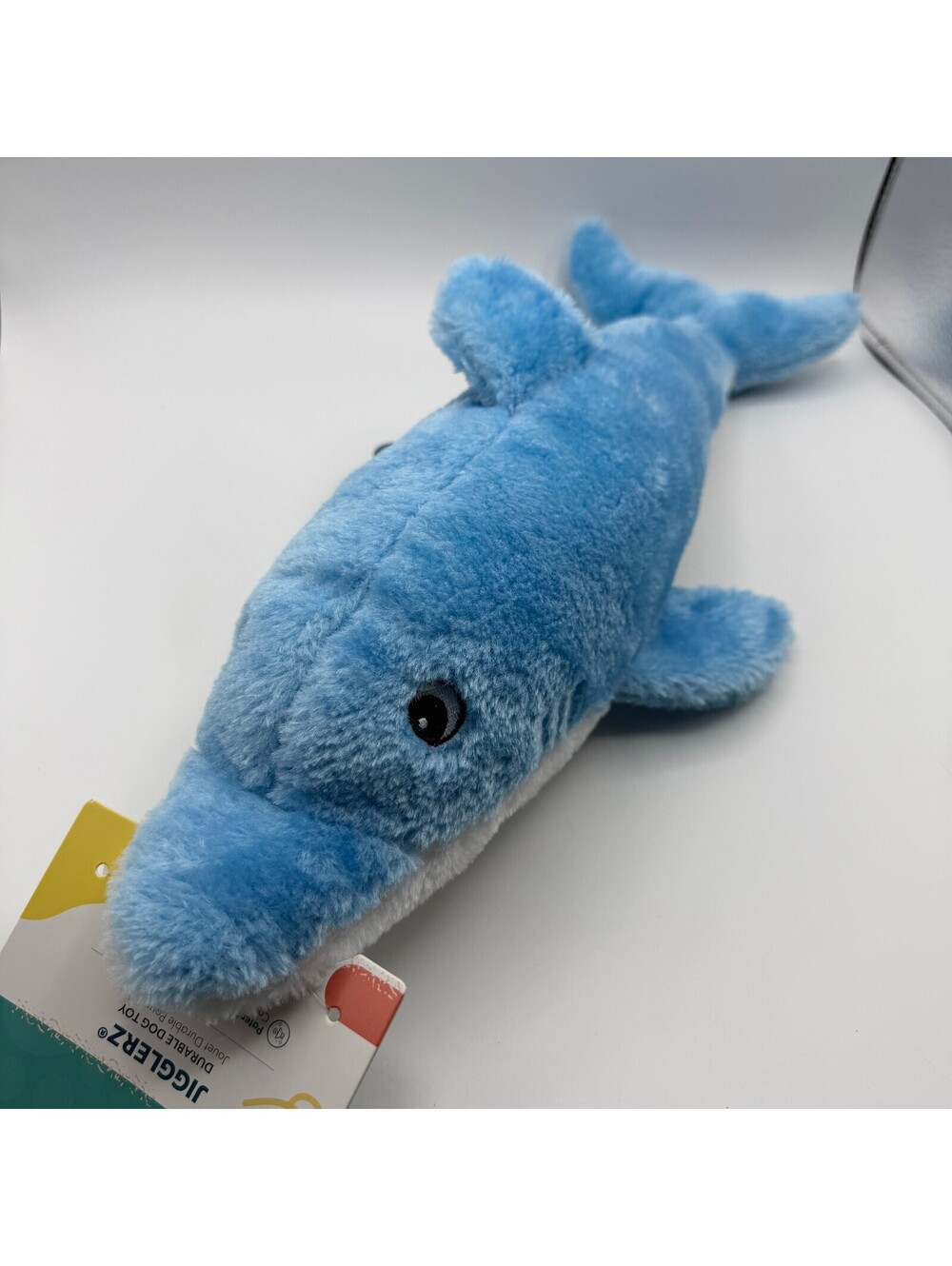 ZippyPaws Jigglerz Dolphin Plush Dog Toy Durable Squeaker No Stuffing Crinkle